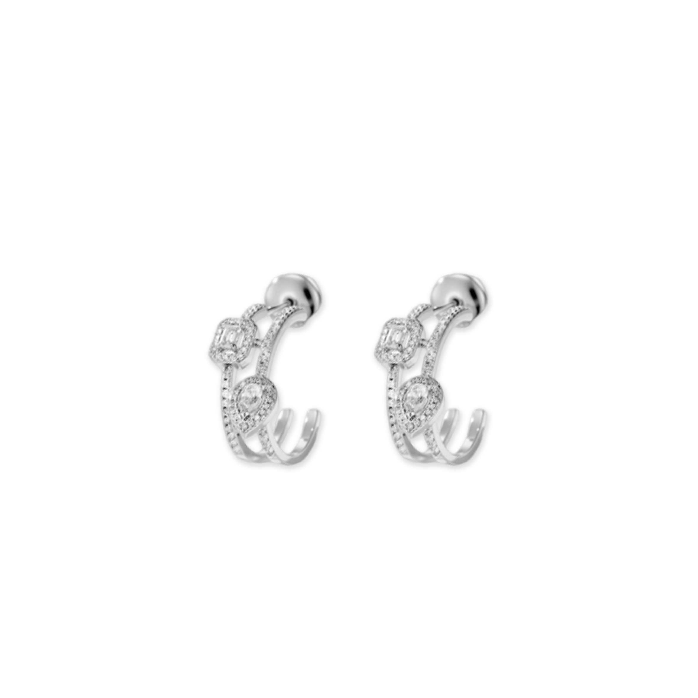 Mes1kaa my twin earrings white gold